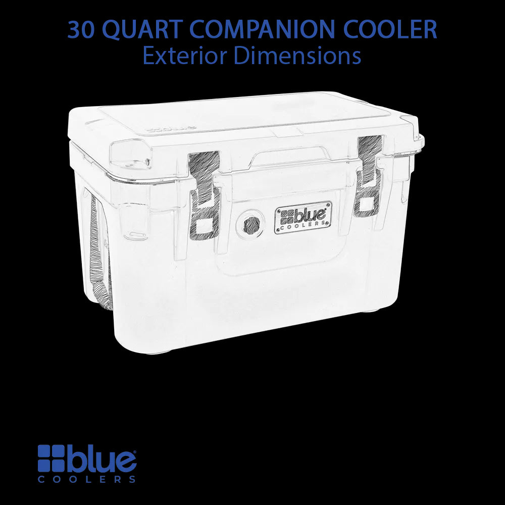 Reef Donkey | 30 Qt Companion Ice Vault Roto Molded Blue Cooler WITH Marine Grade RD Topper