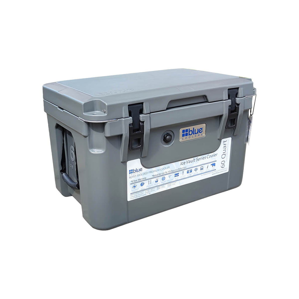 Reef Donkey | 60 Qt Ice Vault Roto Molded Blue Cooler WITH Marine Grade RD Topper