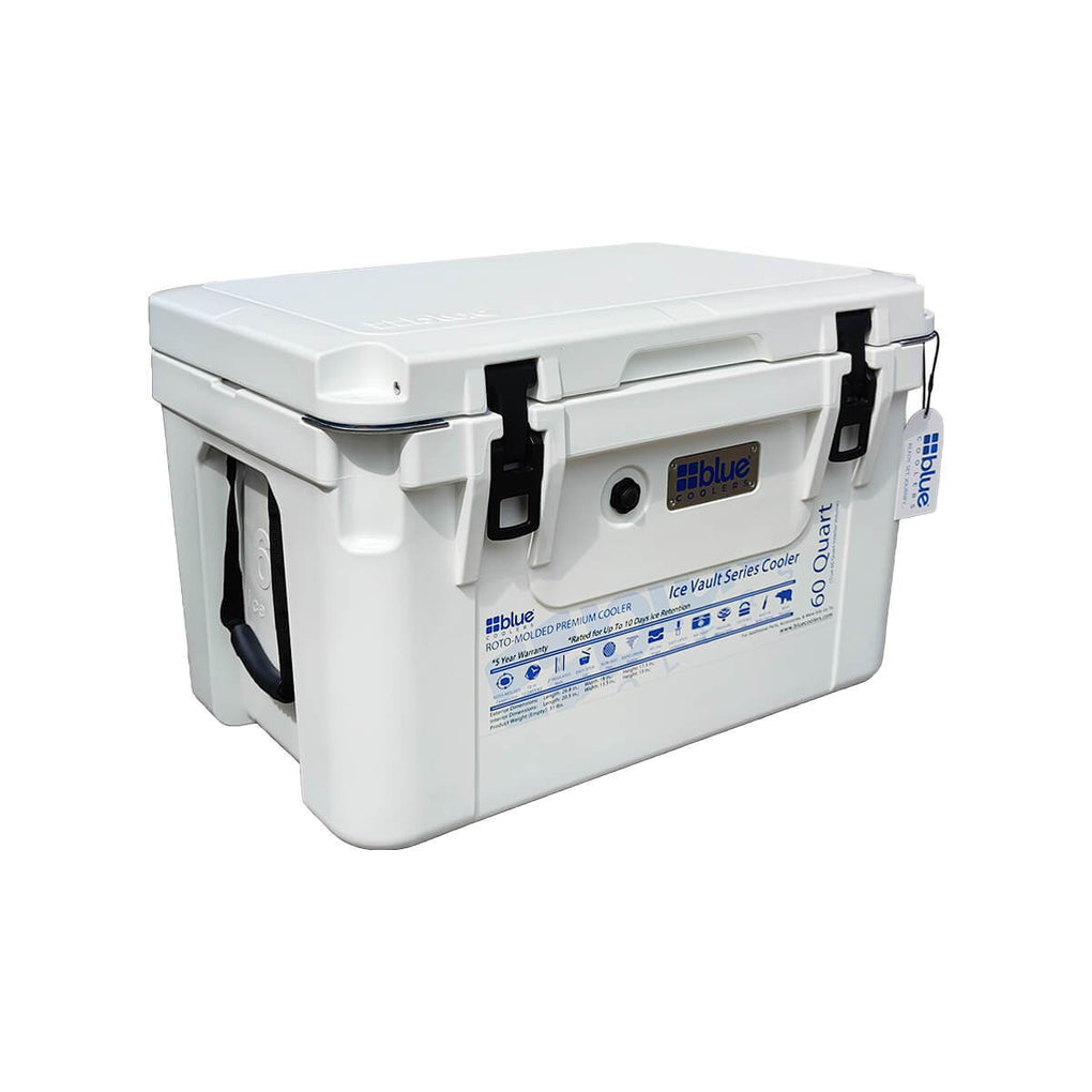 Reef Donkey | 60 Qt Ice Vault Roto Molded Blue Cooler WITH Marine Grade RD Topper
