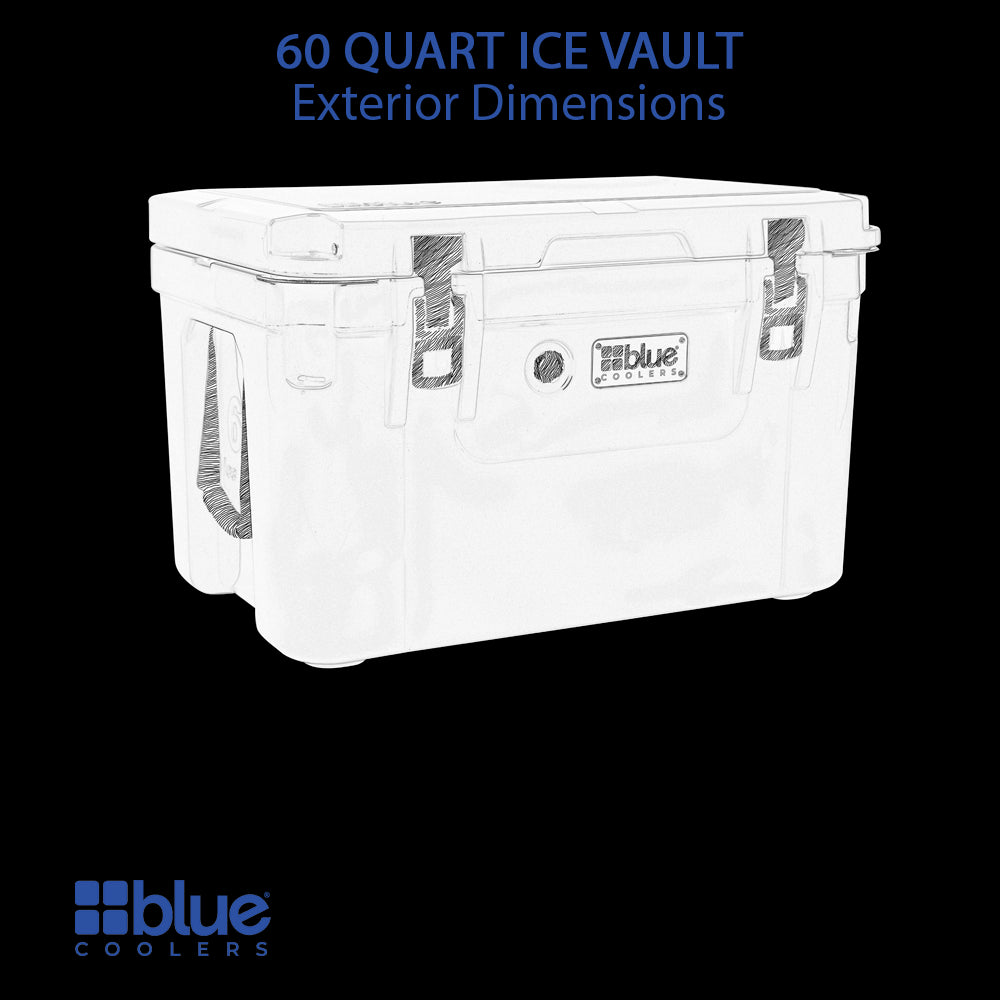 Reef Donkey | 60 Qt Ice Vault Roto Molded Blue Cooler WITH Marine Grade RD Topper