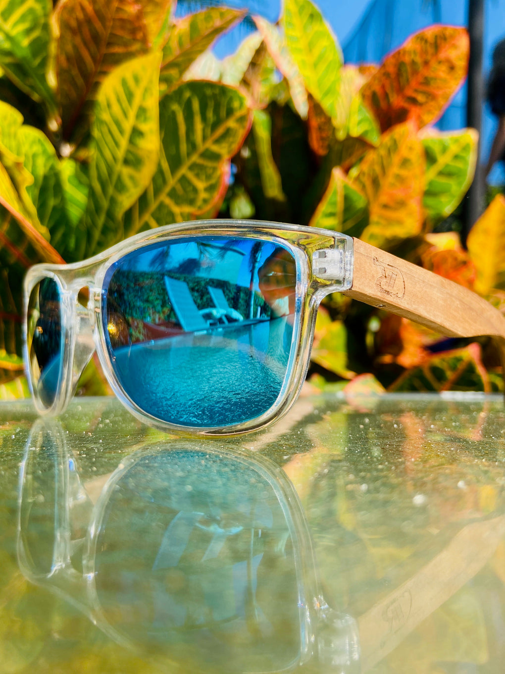 RD Polarized Sunglasses - Clear Frame | Blue Lenses