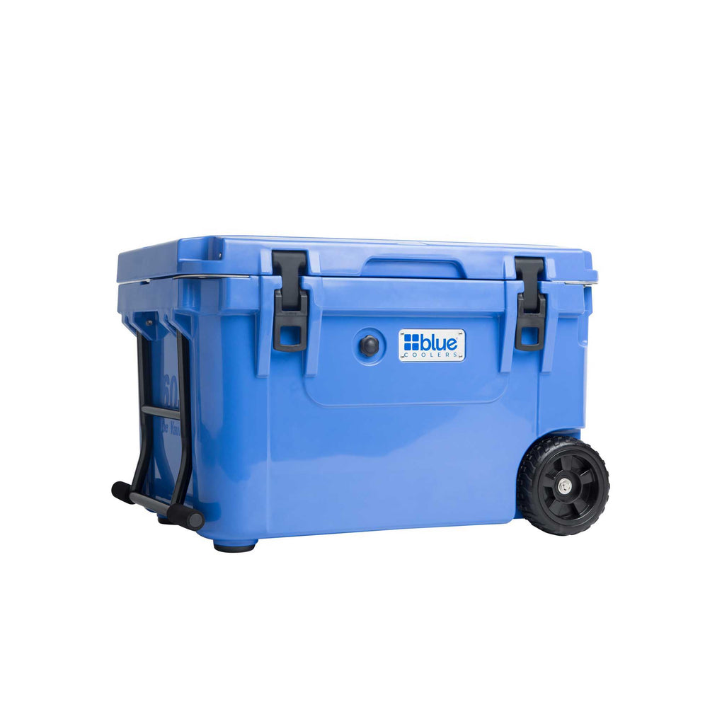Reef Donkey | 60 Qt Ice Vault Roto Molded Blue Cooler With Wheels AND Marine Grade RD Topper